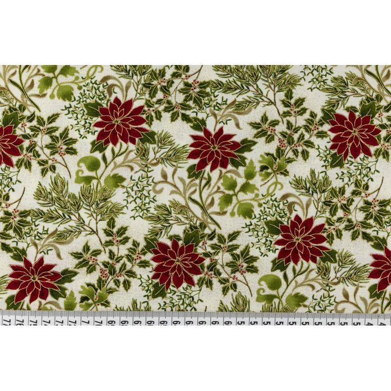 Butika.hu hobby webáruház - Karácsonyi mintás patchwork pamutvászon, 110cm/0,5m - Gilded Greenery, Moda Fabrics, RH268