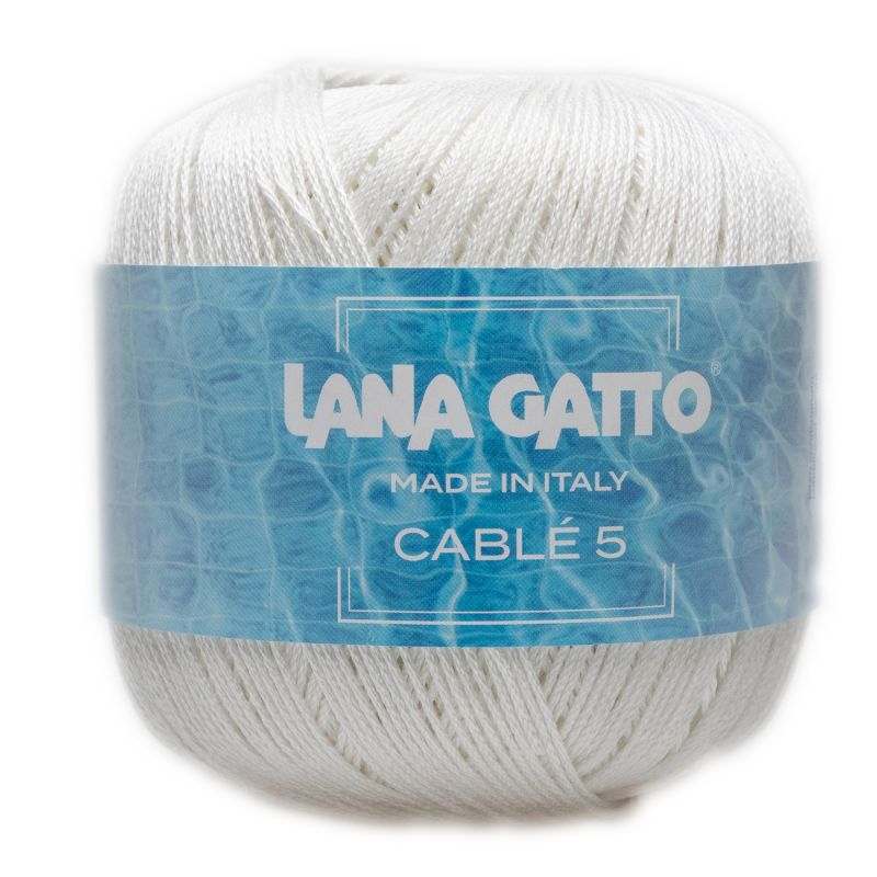 Butika.hu hobby webáruház - Lana Gatto Cable5 kötő/horgoló fonal, egyiptomi Mako pamut, 50g, 6536, Bianco