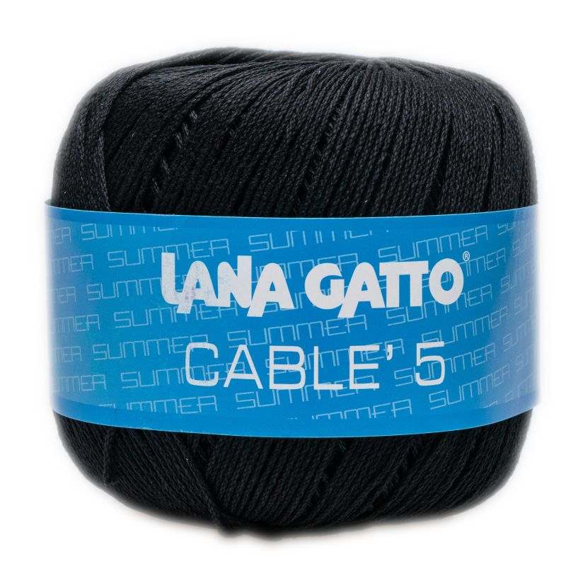 Butika.hu hobby webáruház - Lana Gatto Cable5 kötő/horgoló fonal, egyiptomi Mako pamut, 50g, 6574, Nero
