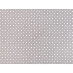 Butika.hu hobby webáruház - Szürke alapon 2mm-es fehér pöttyös anyag patchwork pamutvászon, 140cm/0,5m
