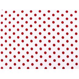 Butika.hu hobby webáruház - Fehér alapon 6mm-es piros pöttyös anyag patchwork pamutvászon, 140cm/0,5m